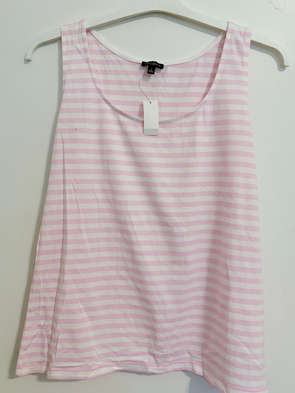 Talbots Pink and White Striped Scoop Neck Tank